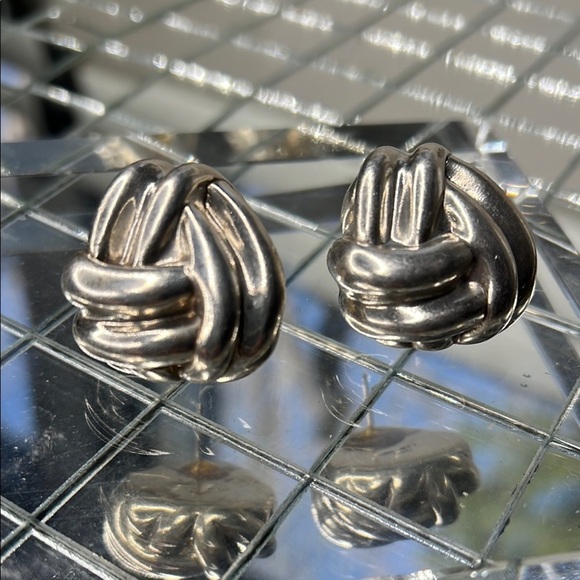 925 Sterling Silver 20g Vintage Knot Pierced Earrings